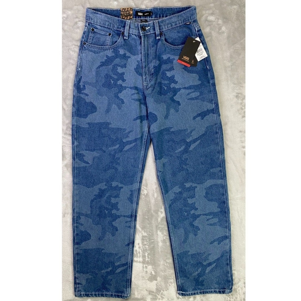 Vans Check-5 Loose Fit Jeans Mens 31 Blue Camo Denim Skate VN000PH8CDX